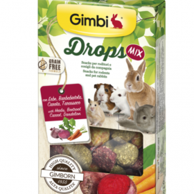 Лакомство за гризачи GIMBI DROPS MIX 50гр. с билки, моркови, цвекло и глухарче